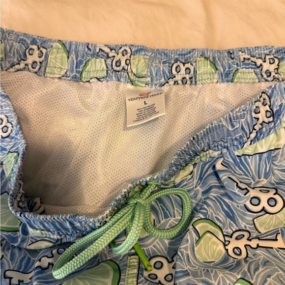 Vineyard Vines Blue and Green Lime Swim Shorts - Picture 2 of 3